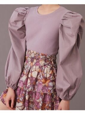Lea & Viola Long Puff Sleeve Blouse in Lilac Sz Small